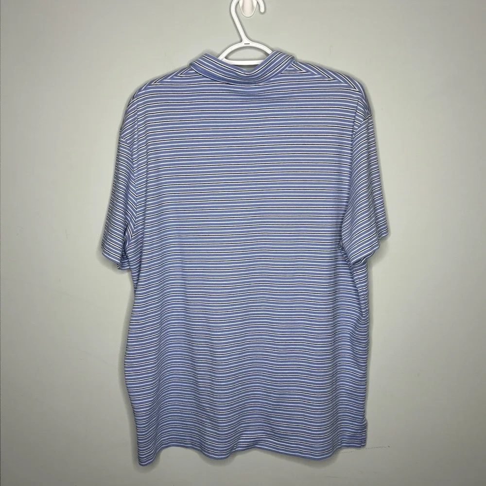 Ralph Lauren Preppy Blue Striped Polo Shirt Cotton‎ Soft Touch Casual XL